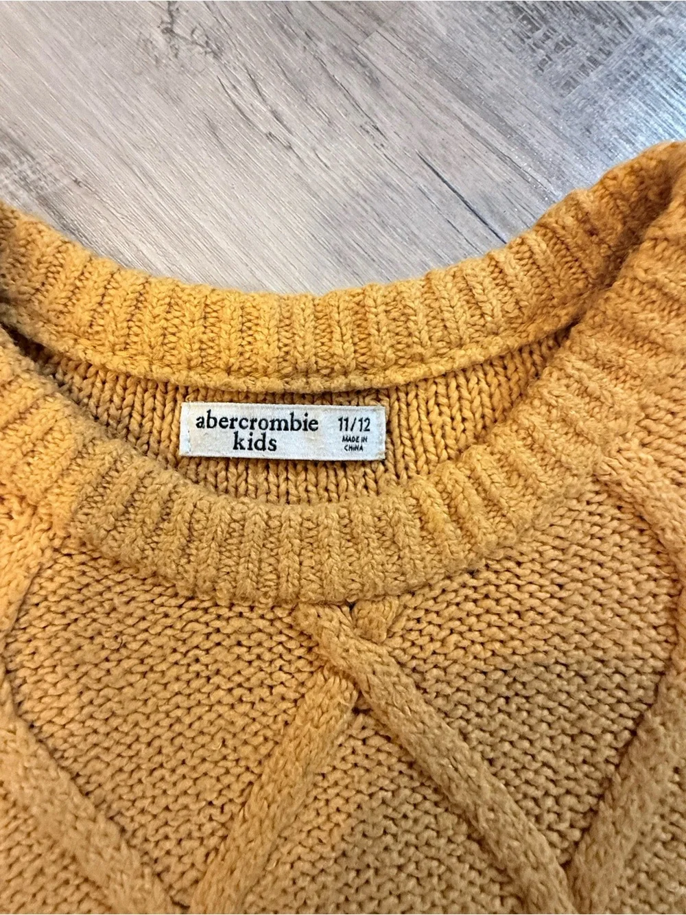 abercrombie kids Mustard Color Cable Knit Crewneck Sweater